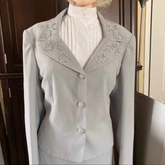 Vtg Emily Grey 2-pc Embroidered Beaded Plus Size16 - Picture 4 of 16